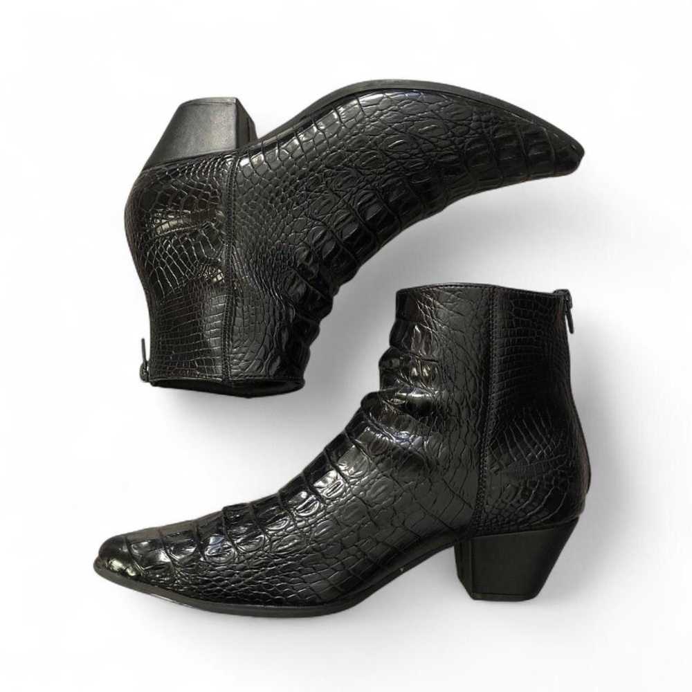 ASOS Men’s Black Embossed Faux Crocodile Ankle Boots